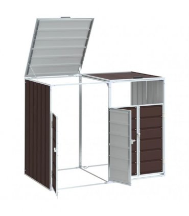 vidaXL Wheelie Bin Storage for Double Bins Brown 144x81x113 cm Steel
