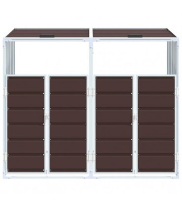 vidaXL Wheelie Bin Storage for Double Bins Brown 144x81x113 cm Steel