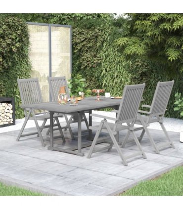 vidaXL Garden Dining Set | Grey | Solid Acacia wood | Extendable |  Extendable
