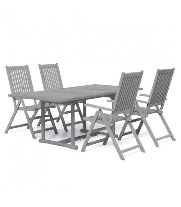 vidaXL Garden Dining Set | Grey | Solid Acacia wood | Extendable |  Extendable