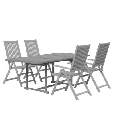 vidaXL Garden Dining Set | Grey | Solid Acacia wood | Extendable |  Extendable