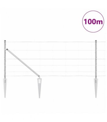vidaXL Welded Wire Fence with Spikes 100 x 0.8 m Galvanised Steel Mesh