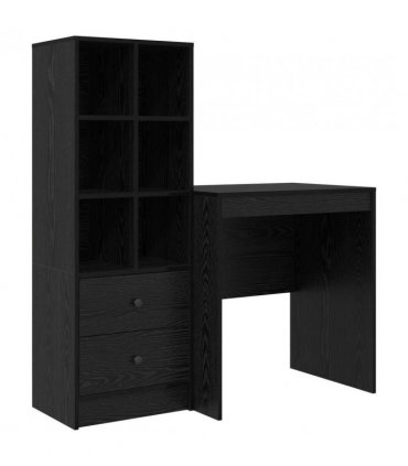 vidaXL Desk with Drawer with Shelf with Storage 2 pcs Black Oak