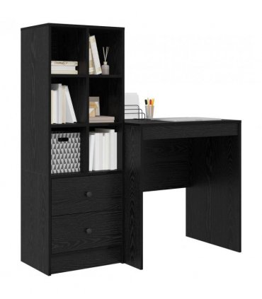 vidaXL Desk with Drawer with Shelf with Storage 2 pcs Black Oak