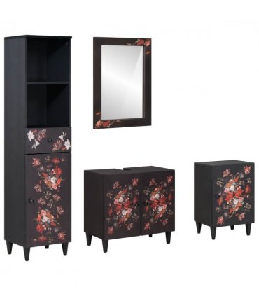 vidaXL Bathroom Cabinet Set with Drawer 4 pcs Solid Mango Wood