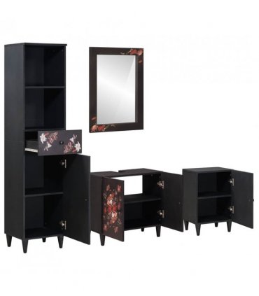 vidaXL Bathroom Cabinet Set with Drawer 4 pcs Solid Mango Wood