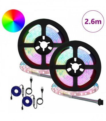 vidaXL LED Strip 2 pcs Black and Transparent 1300 mm