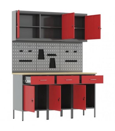 vidaXL Work Cabinet with Drawer 8 pcs Red Engineered Wood and Steel