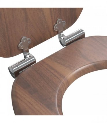 vidaXL Soft-Close Toilet Seat Brown 44 x 38 cm MDF board