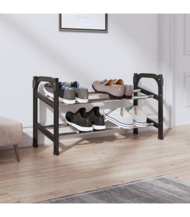 vidaXL Extendable Shoe Rack with 2 Shelves 119x24x37 cm