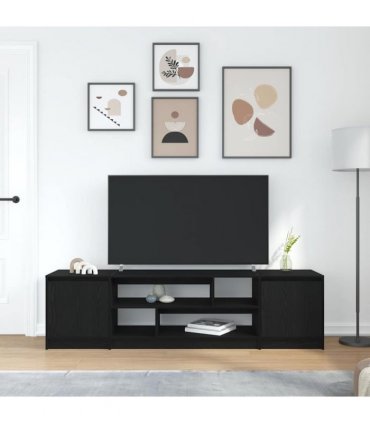 vidaXL TV Cabinet Black Oak 188.5x41x50 cm Engineered Wood