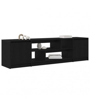 vidaXL TV Cabinet Black Oak 188.5x41x50 cm Engineered Wood