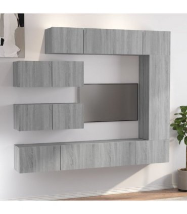 vidaXL 7 Piece TV Cabinet Set Grey Sonoma Engineered Wood