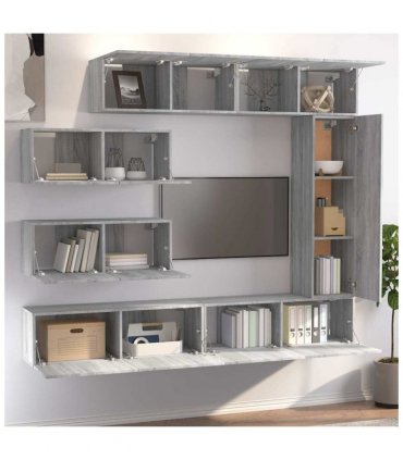 vidaXL 7 Piece TV Cabinet Set Grey Sonoma Engineered Wood