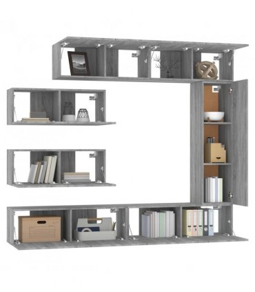 vidaXL 7 Piece TV Cabinet Set Grey Sonoma Engineered Wood