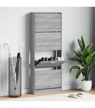 vidaXL Shoe Cabinet Grey Sonoma 59x17x150 cm Engineered Wood