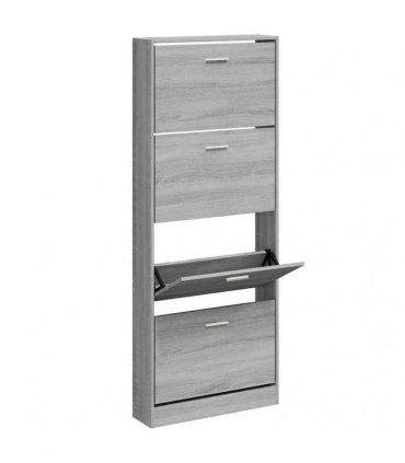 vidaXL Shoe Cabinet Grey Sonoma 59x17x150 cm Engineered Wood