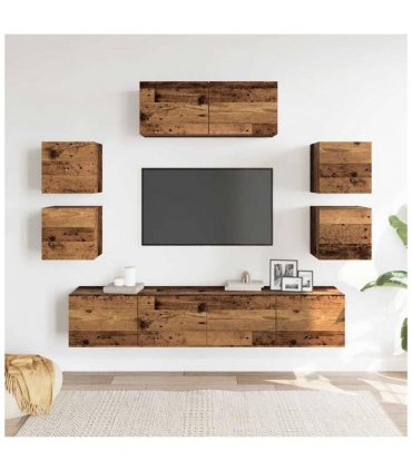 vidaXL 7 Piece TV Cabinet Set Wall-mounted Old Wood Engineered Wood