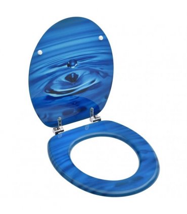 vidaXL WC Toilet Seat with Lid MDF Blue Water Drop Design