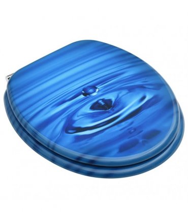 vidaXL WC Toilet Seat with Lid MDF Blue Water Drop Design