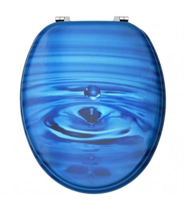 vidaXL WC Toilet Seat with Lid MDF Blue Water Drop Design
