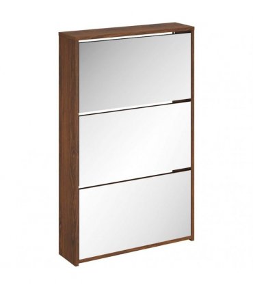 vidaXL Shoe Cabinet with Mirror 3-Layer Brown Oak 63x17x102.5 cm