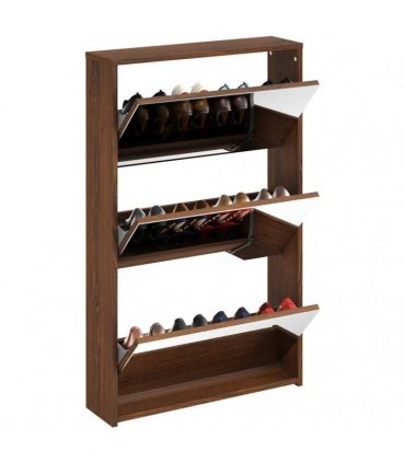 vidaXL Shoe Cabinet with Mirror 3-Layer Brown Oak 63x17x102.5 cm