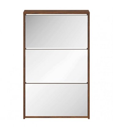 vidaXL Shoe Cabinet with Mirror 3-Layer Brown Oak 63x17x102.5 cm