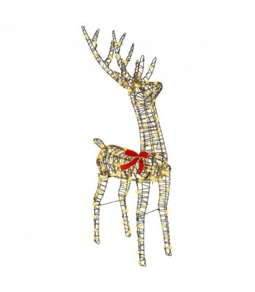 vidaXL 3D Reindeer with 140 LEDs Warm white 70 x 41 x 128 cm Rattan
