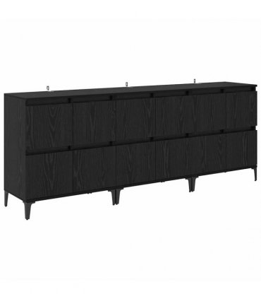 vidaXL Sideboards 3 pcs Black Oak 60 x 35 x 70 cm Engineered Wood