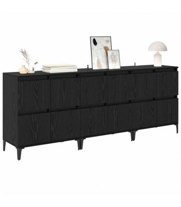 vidaXL Sideboards 3 pcs Black Oak 60 x 35 x 70 cm Engineered Wood