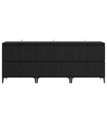 vidaXL Sideboards 3 pcs Black Oak 60 x 35 x 70 cm Engineered Wood