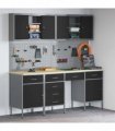 vidaXL Work Cabinet with Drawer 10 pcs Black Engineered Wood and Steel