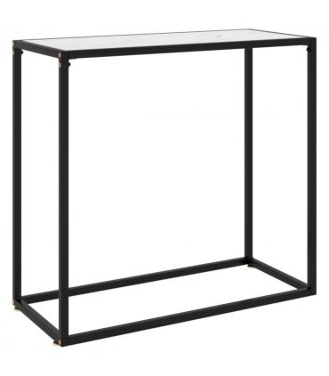 vidaXL Console Table | White | Tempered glass, powder-coated steel | Medium