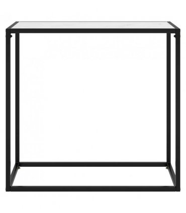 vidaXL Console Table | White | Tempered glass, powder-coated steel | Medium