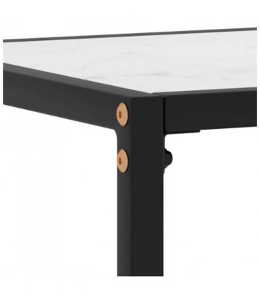 vidaXL Console Table | White | Tempered glass, powder-coated steel | Medium