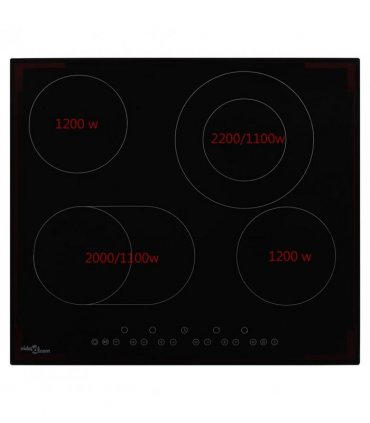 vidaXL Ceramic Hob with 4 Burners Touch Control 6600 W