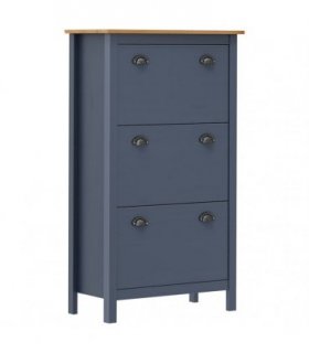 vidaXL Shoe Cabinet Hill Grey 72x35x124 cm Solid Pine Wood