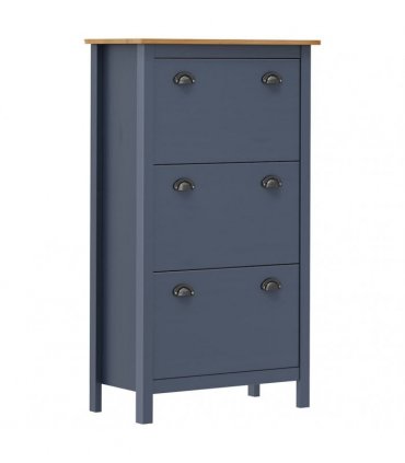 vidaXL Shoe Cabinet Hill Grey 72x35x124 cm Solid Pine Wood