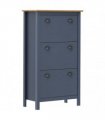 vidaXL Shoe Cabinet Hill Grey 72x35x124 cm Solid Pine Wood