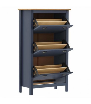 vidaXL Shoe Cabinet Hill Grey 72x35x124 cm Solid Pine Wood