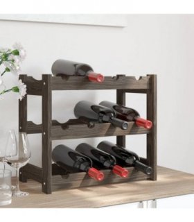 vidaXL Wine Rack for 12 Bottles Grey Solid Wood Pine