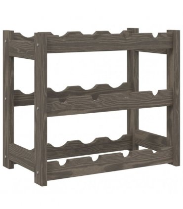 vidaXL Wine Rack for 12 Bottles Grey Solid Wood Pine