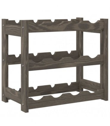 vidaXL Wine Rack for 12 Bottles Grey Solid Wood Pine