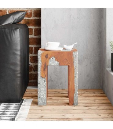 vidaXL Stool | Multicolour | Solid teak wood | 30x30x40 cm | Classic/Traditional
