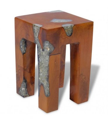 vidaXL Stool | Multicolour | Solid teak wood | 30x30x40 cm | Classic/Traditional