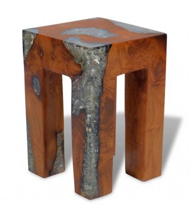 vidaXL Stool | Multicolour | Solid teak wood | 30x30x40 cm | Classic/Traditional