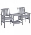 vidaXL Garden Chair With Tea Table | Grey | Solid Acacia Wood | Medium | Durable