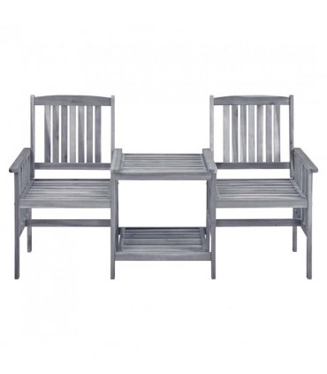 vidaXL Garden Chair With Tea Table | Grey | Solid Acacia Wood | Medium | Durable