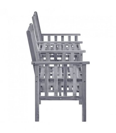 vidaXL Garden Chair With Tea Table | Grey | Solid Acacia Wood | Medium | Durable